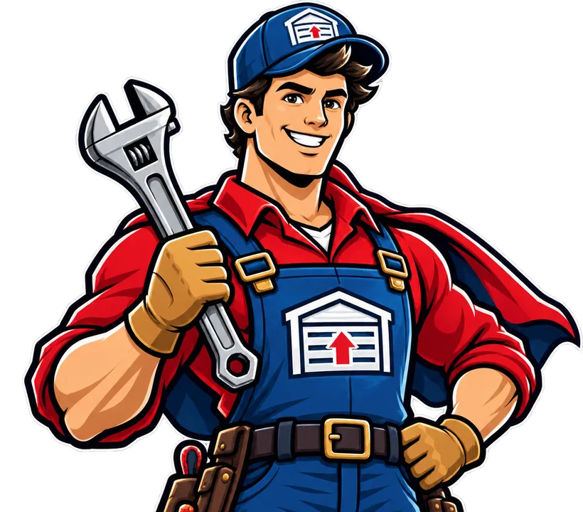 Captain Smoothlift cartoon garage door technician holding a wrench